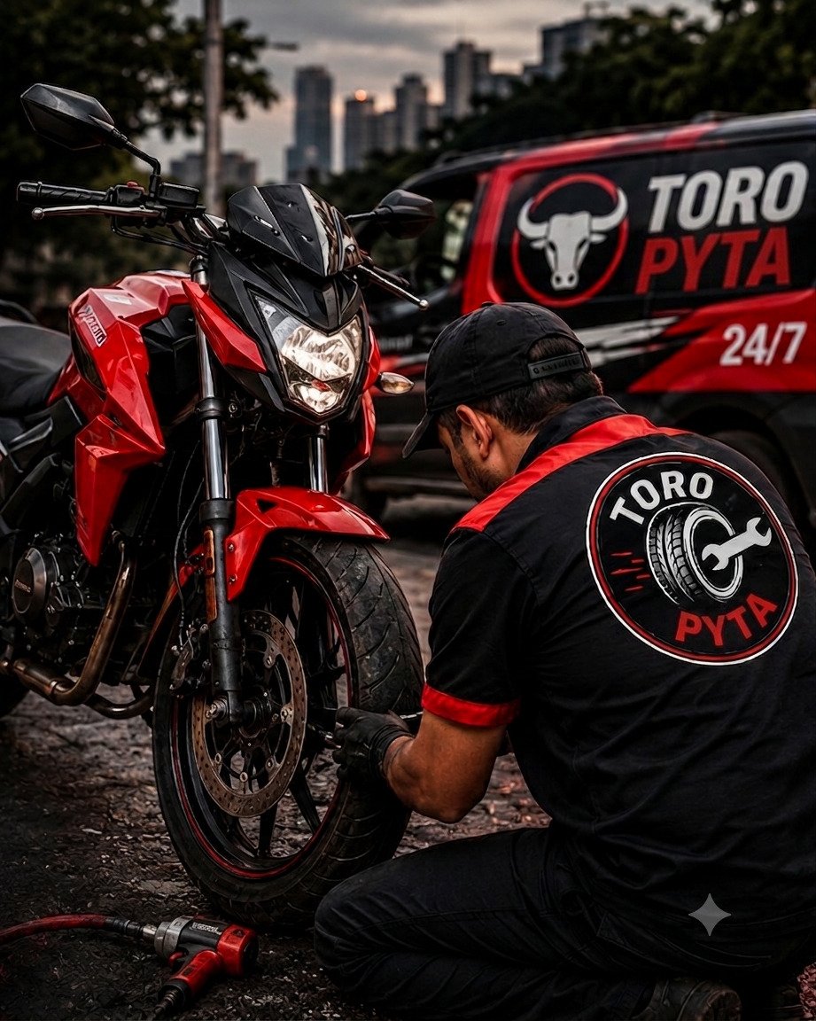 Asistencia de Toro Pyta a una motocicleta en Asunción